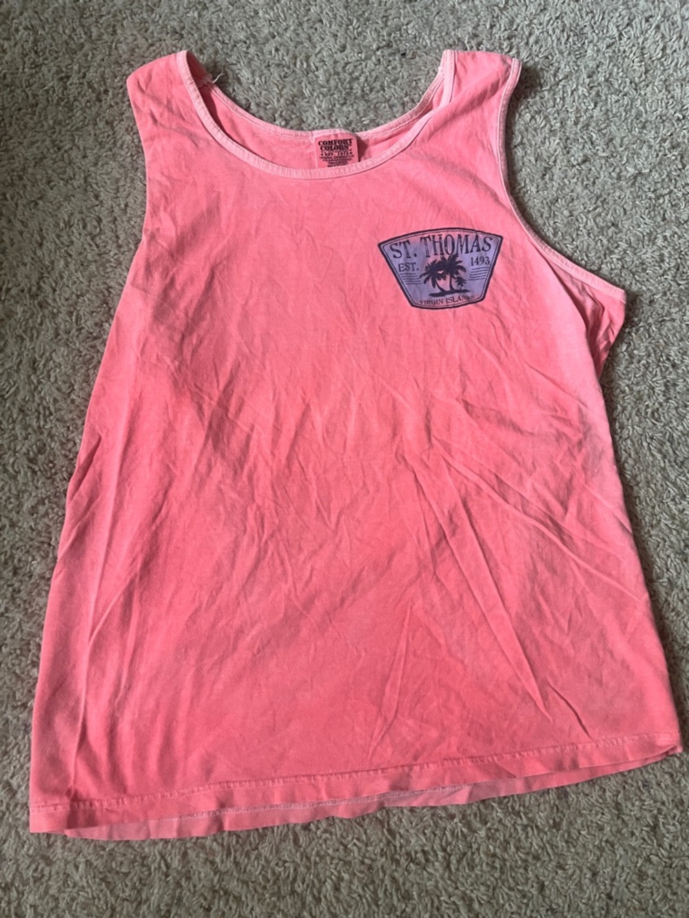 Comfort Colors Coral Pink Logo Tank